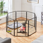 Corral para cachorros Costoffs de 65 cm de ancho x 80 cm de alto con paneles de malla, recinto plegable para perros con puerta y estacas de sujeción para uso en interiores y exteriores