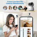 Cámara de seguridad inalámbrica para interiores compatible con Wifi de doble banda 2.4G/5G, equipada con cámara Pan-Tilt de 360°, con seguimiento de movimiento y visión nocturna a todo color, ideal para monitoreo del hogar o cámara para mascotas