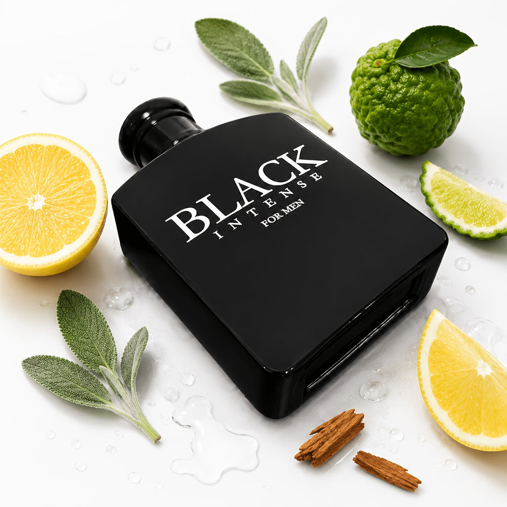 Perfume para hombre 100 ml, Black Intense Eau de Parfum, fragancia fresca cítrica y amaderada con limón, bergamota, vainilla y sándalo para hombre