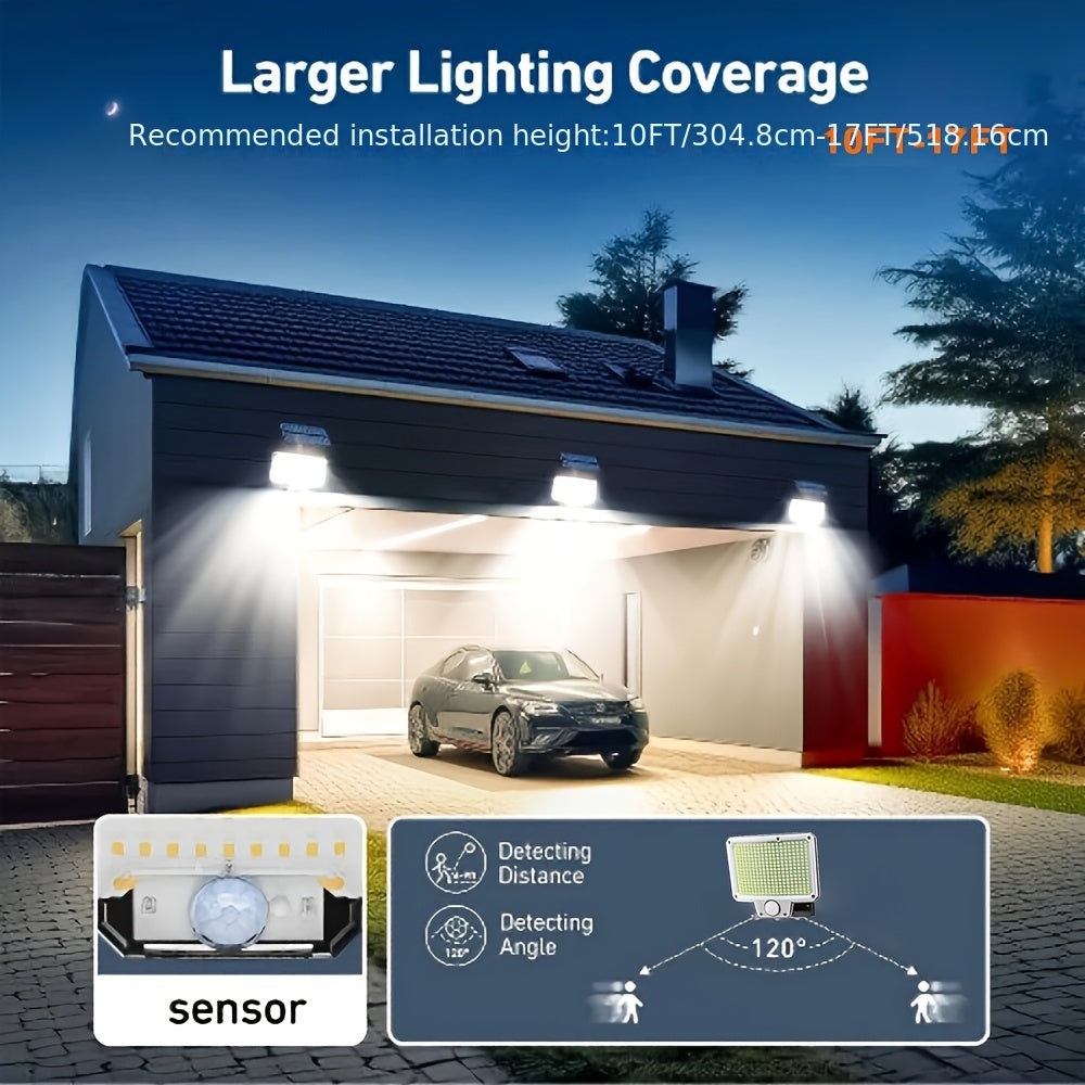 Luz solar LED con sensor de movimiento 4 piezas | Para jardín, patio, garaje y seguridad exterior