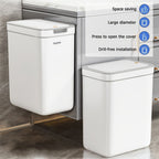 Joybos Cubo de Basura para Baño Montado en la Pared 9L con Tapa - Diseño Ahorrador de Espacio y Sellante contra Olores, Fácil Instalación sin Necesidad de Electricidad