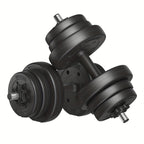 Juego de Mancuernas, Barra de Musculación, 2 Mancuernas Ajustables de 10 kg con Barra de Musculación Extra, Revestimiento de Plástico, Tinta