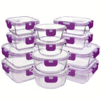 12 Paquete de Contenedores de Vidrio para Alimentos con Tapas Herméticas de Cierre a Presión - Contenedores Rectangulares para Preparación de Comidas, Aptos para Microondas y Lavavajillas, Diseño Apilable y Ahorrador de Espacio para Almacenamiento de Alim