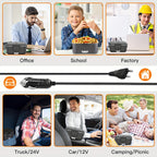 Caja de Almuerzo Portátil con Calentamiento - Capacidad de 2.5 Litros, Acero Inoxidable, Pan Desmontable, Adecuada para Coche, Camión, Oficina, Enchufe Tipo - para Vehículo o Calentamiento (Bolsa Aislante Incluida)