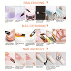 Kit de acrílico para principiantes con colores nude, transparente y rosa intensa, incluye herramientas para uñas, polvo de acrílico con glitter, líquido acrílico, lámpara LED y juego de taladro para extensión de uñas