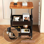 Un estante de almacenamiento con ruedas, estante superior de madera maciza, carrito de cocina, hecho de acero al carbono, resistente y duradero, para almacenar estantes de cocina, con un diseño vertical en capas, adecuado para el almacenamiento en dormito