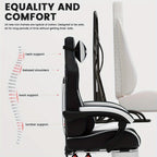 Silla Gaming, Silla Esports, Silla Gaming Ergonómica con Reposapiés, Silla Gaming de Carreras con Reposacabezas Ajustable, Silla de Ordenador con Altura Ajustable y Soporte Lumbar, Adecuada para Oficina en Casa y Gaming, Beige, Azul, Negro, Rojo, Naranja