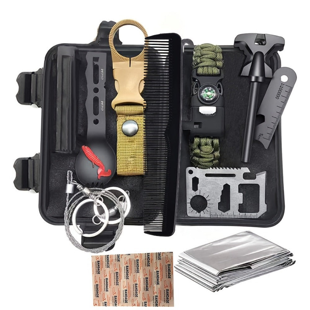 12 en 1 Kit de Equipo para Exteriores, Esenciales de Camping, Nueva Herramienta Multiusos Portátil, para Supervivencia, Camping, Regalos para Hombres