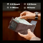 Cartera Pepple para Airtag, Cartera de hombre con botones, Cartera inteligente con compartimento para monedas, Cartera de hombre para más de 10 tarjetas, Carteras para hombre, Protección RFID, Marrón Plateado, Moderna