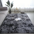 Alfombra Grande de Felpa, 160 X 230Cm, Alfombra Rectangular de Felpa Gris Claro y Negra Teñida Anudada, Antideslizante y Esponjosa, Alfombra de Dormitorio de Felpa Súper Suave y Esponjosa, Adecuada para Dormitorios y Salas de Estar