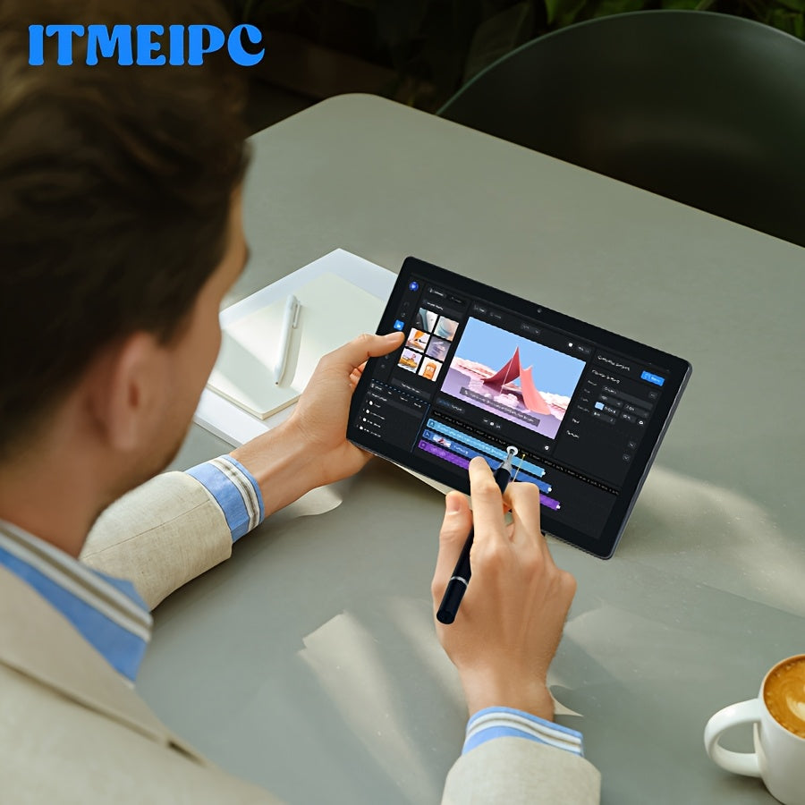 Cámara de seguridad | Tableta ITMEIPC de 10.1 pulgadas con sistema operativo Android 14, tableta 2 en 1 con teclado, ratón, funda, lápiz óptico