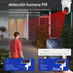 Cámara de seguridad 4G 4MP con energía solar [Sin conexión Wifi] con batería grande de 10000Mah, PTZ de 360°, visión nocturna a color, detección humanoid de IA, alarma de luz y sonido, audio bidireccional, almacenamiento en la nube/local, adecuada para pa