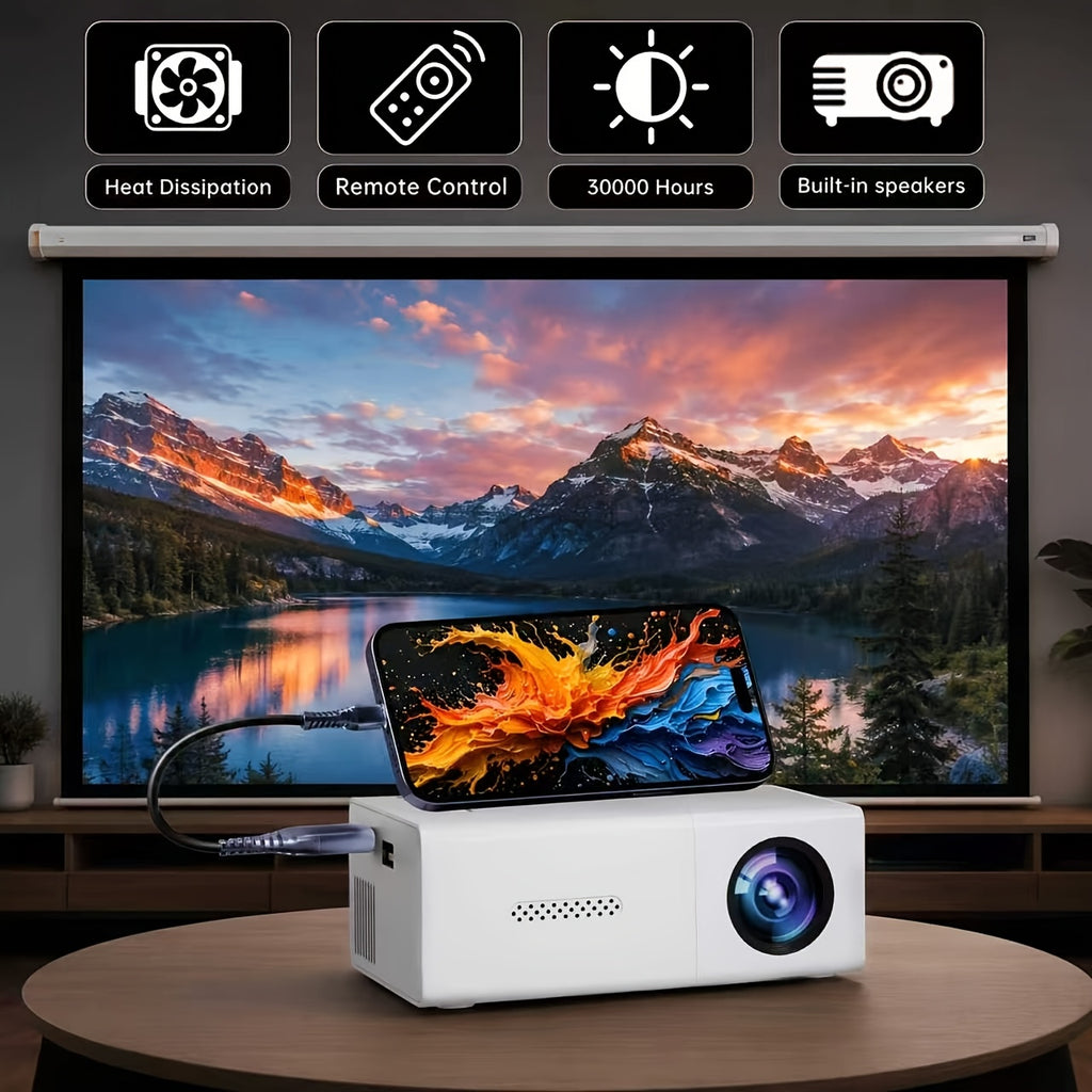 Proyector | Proyector de vídeo portátil mini ZRZTM con soporte Full HD 1080P, nativo 720P, pantalla LCD tipo Smart TV, compatible con