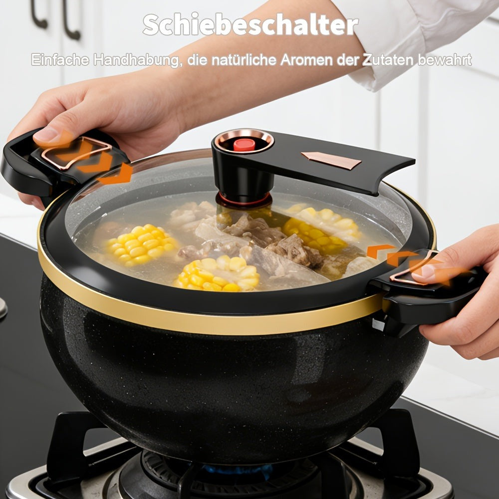 Olla de hierro fundido de 8 litros de alta resistencia | Incluye una cuchara, ideal para cocinar y hacer estofados, multifuncional con tapa, compatible con cocinas de gas e inducción, excelente retención de calor, perfecta para cocinas modernas