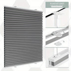 Sekey Cierre Panorámico de Panal sin Perforaciones - Blackout Total y Anti-espias, Estructura de Panal de Ahorro de Energía, Cálido en Invierno y Fresco en Verano. Sin Perforaciones, la Instalación a Presión es Fácil y Rápida. Adecuado para Dormitorio, Sa