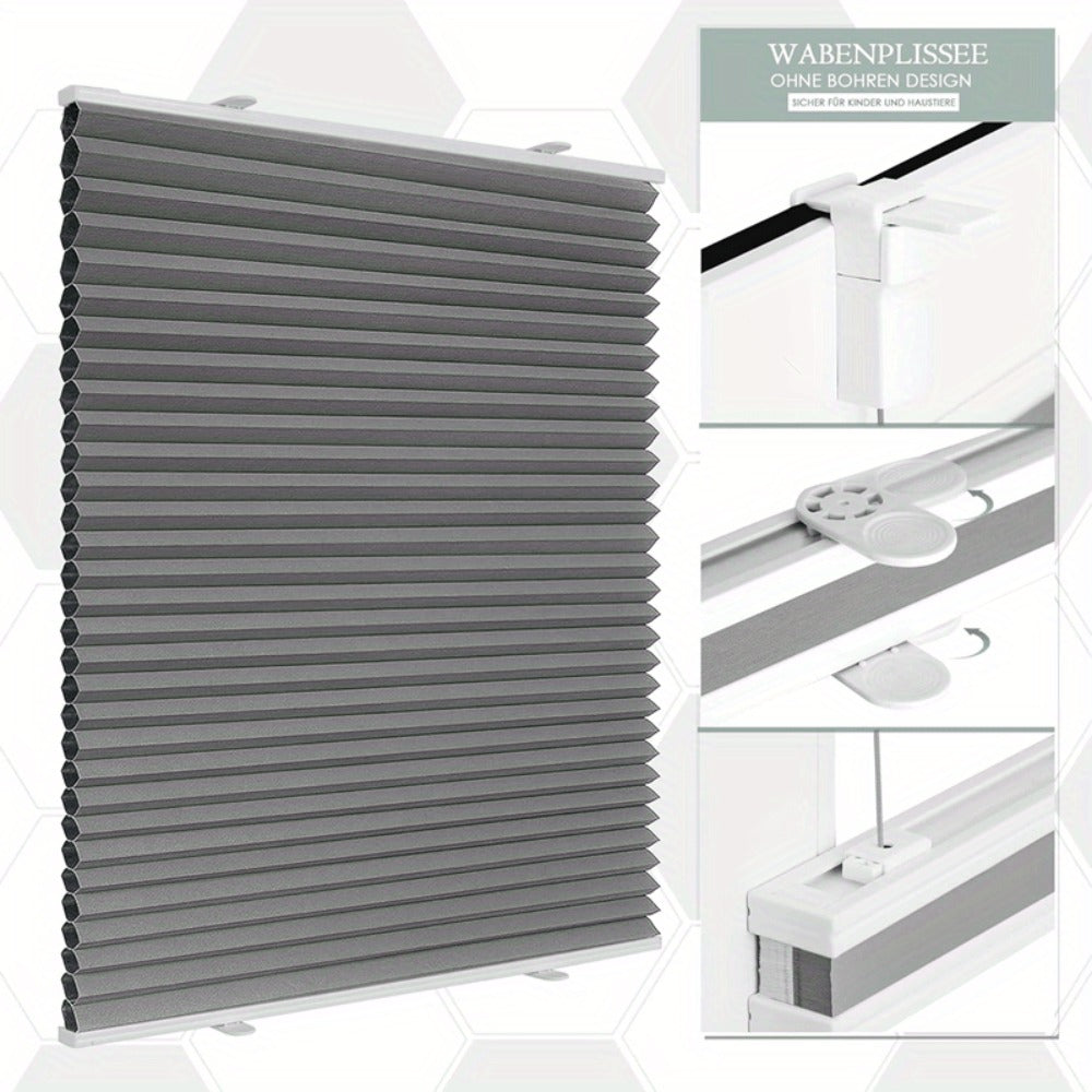 Sekey Cierre Panorámico de Panal sin Perforaciones - Blackout Total y Anti-espias, Estructura de Panal de Ahorro de Energía, Cálido en Invierno y Fresco en Verano. Sin Perforaciones, la Instalación a Presión es Fácil y Rápida. Adecuado para Dormitorio, Sa