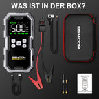 Inflador de neumáticos y arrancador de coche con compresor de aire, impulsor de batería de 8000A, power bank y luces LED. Esta caja de arranque automático de 12V es adecuada para todos los vehículos de gasolina o diésel de 10.0L y viene con una funda de t