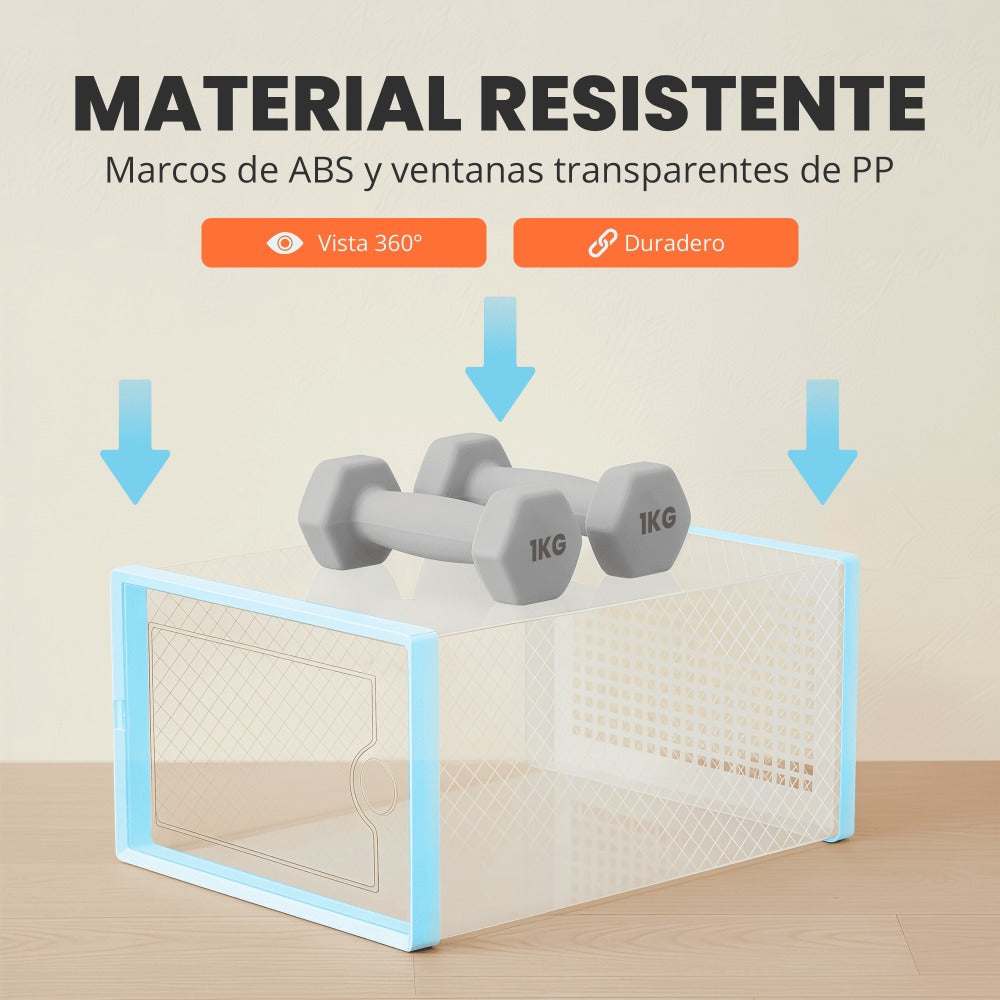 RELAXTY Pack Organizador de Calzado – Cajas DE Zapatos Transparentes Apilables con Apertura Frontal, Sistema Antivuelco y Ventilación