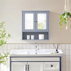 Costoffs Armario con Espejo para Baño con Puerta de Espejo, Armario Colgante para Baño con Espejo de Pared con 3 Estantes 56 Cm X 13 Cm X 58 Cm
