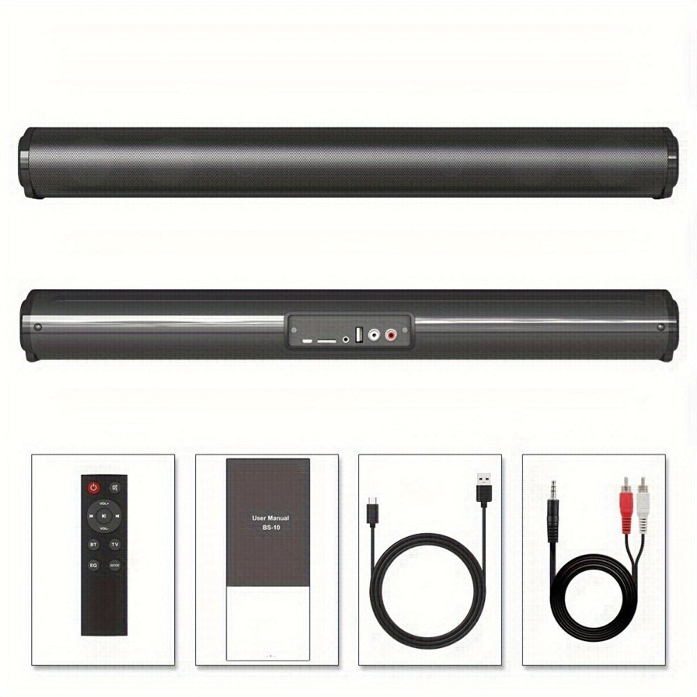 Lange BS-10 Barra de Sonido Inalámbrica con Conexión Inalámbrica, Tipo-C y Operación - Altavoz Compacto para TV, Ideal para Cine, Smartphones, Tabletas, PCs y Dispositivos de Streaming