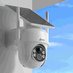 ANRAN Cámara de exterior inalámbrica de 3MP con batería de respaldo, visión nocturna a color, detección humana y audio bidireccional, alarma de sirena, adecuada para vigilancia empresarial, almacenamiento en la nube/SD, compatible con Alexa