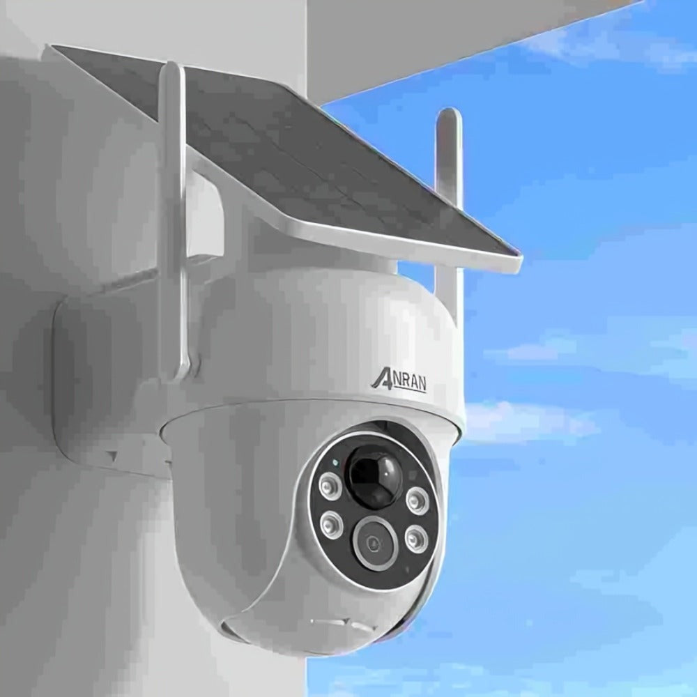 ANRAN Cámara de exterior inalámbrica de 3MP con batería de respaldo, visión nocturna a color, detección humana y audio bidireccional, alarma de sirena, adecuada para vigilancia empresarial, almacenamiento en la nube/SD, compatible con Alexa