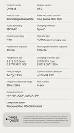 Auriculares Bluetooth | Auriculares inalámbricos Acer Ohr646 originales y oficiales, intrauditivos, inalámbricos 6.0 ANC con reducción activa de