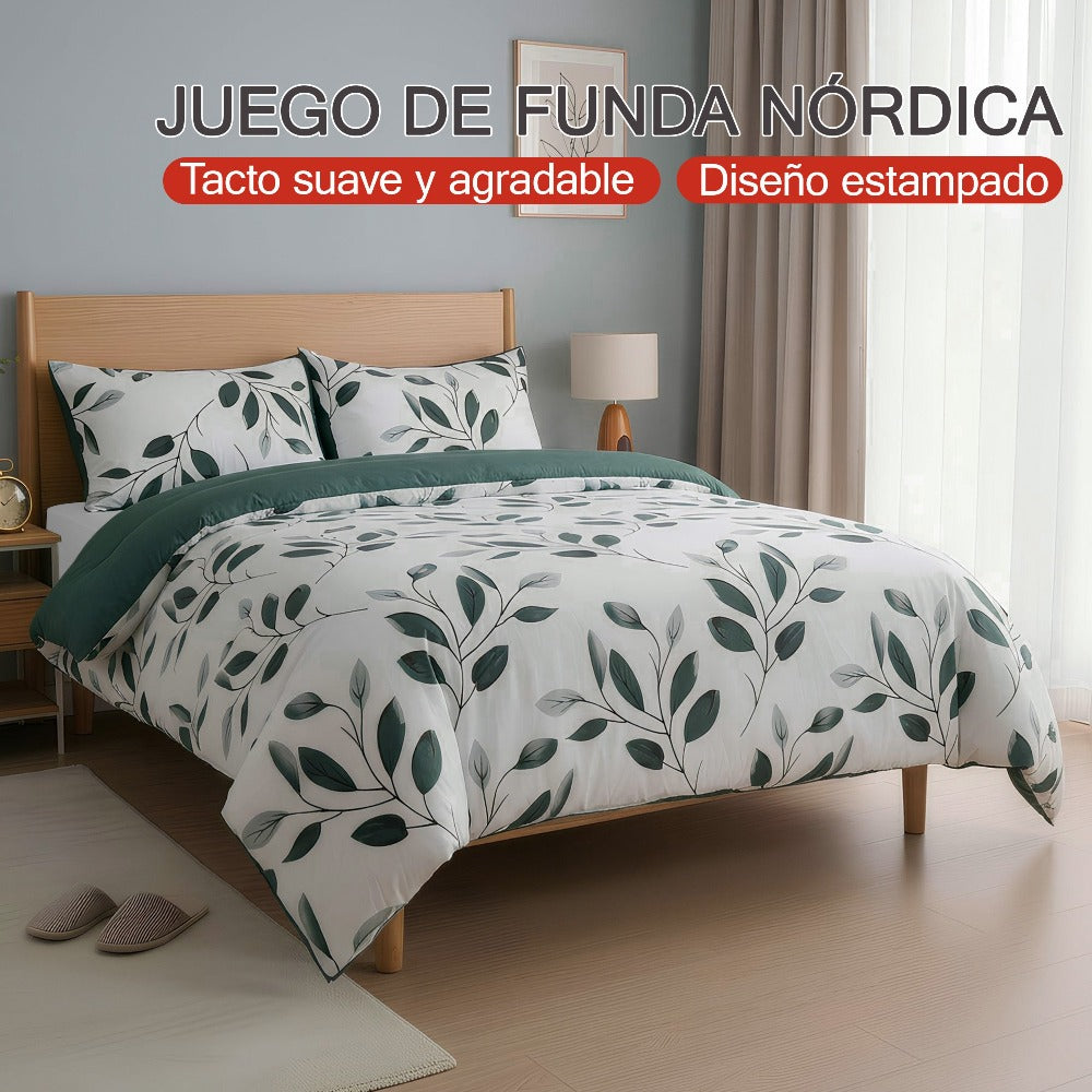 H HANSEL HOME Juego de Funda Nórdica Microfibra Transpirable – Set de Ropa de Cama con Funda de Edredón y Fundas de Almohada – Conjunto 2/3 Piezas para Dormitorio