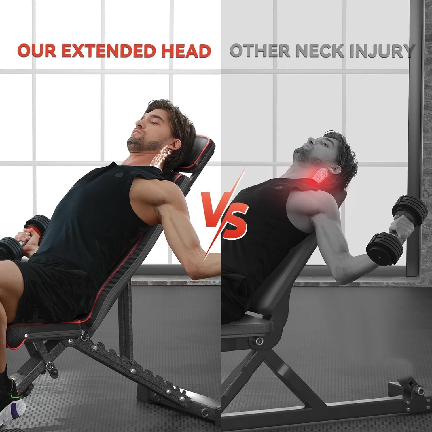 Banca Plegable con Capacidad de 299.37 KG - Banco Ajustable para Gimnasio en Casa, Entrenamiento Completo del Cuerpo con Soporte para Cabeza y Columna Vertebral, Ideal para Navidad y Acción de Gracias