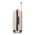 3 piezas de conjunto de maleta de cabina Beige ABS carcasa dura Carry On Trolley Case equipaje de mano ligero con 4 ruedas y cerradura de combinación