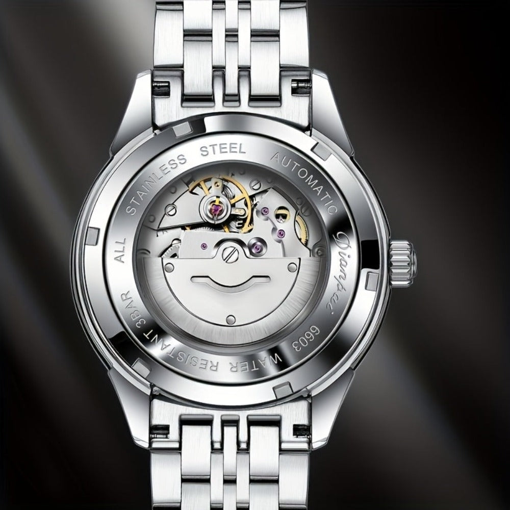 Reloj mecánico automático de lujo para hombre de Dianpai, ideal para uso diario casual, con diseño redondo, calendario y agujas luminosas, un regalo perfecto para hombres, sin batería.