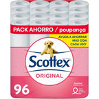 Scottex Original Papel Higiénico, 96 Rollos, 16 Rollos por Paquete, Doble Capa para Máxima Suavidad y Equilibrio