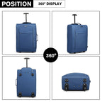 Maleta de cabina ligera tipo trolley, equipaje de mano, maleta blanda, maleta pequeña para equipaje de mano de avión para Lufthansa, Eurowings, Ryanair, maleta con ruedas tipo trolley de tela, 53 x 36 x 18 cm, azul, regalo de vuelta al cole y de vacacione