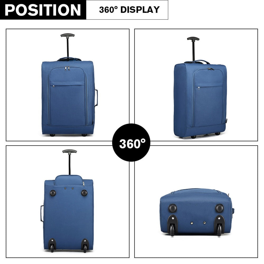 Maleta de cabina ligera tipo trolley, equipaje de mano, maleta blanda, maleta pequeña para equipaje de mano de avión para Lufthansa, Eurowings, Ryanair, maleta con ruedas tipo trolley de tela, 53 x 36 x 18 cm, azul, regalo de vuelta al cole y de vacacione