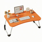 Mesa plegable multifunción para cama y sofá con portavasos, 60×40×28 cm, mesa auxiliar con atril para leer en la cama, bandeja multifunción para ordenador, libros, trabajo y estudio en casa (con cajón / sin cajón)
