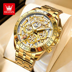 Reloj OLEVS para Hombres Relojes de Acero Inoxidable Lujo Cronógrafo Multifunción con Fecha Clásico Reloj de Negocios para Hombres Regalo para Hombres