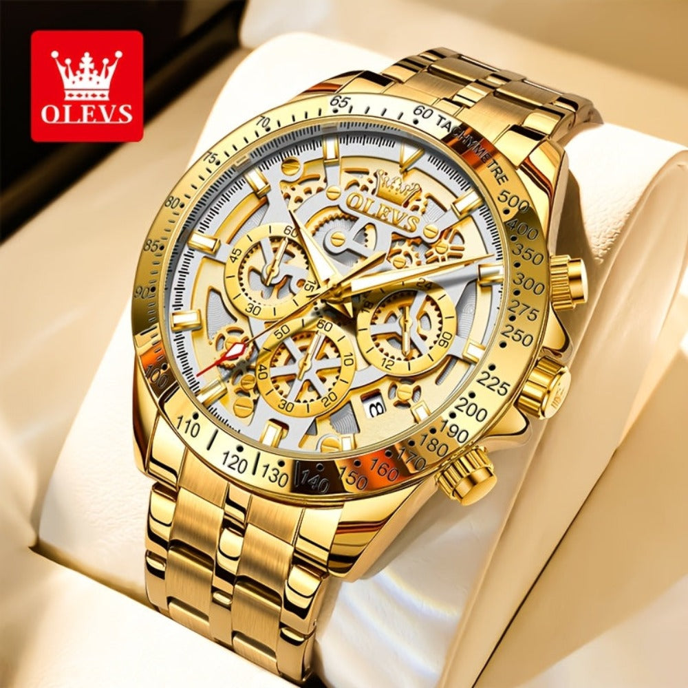Reloj OLEVS para Hombres Relojes de Acero Inoxidable Lujo Cronógrafo Multifunción con Fecha Clásico Reloj de Negocios para Hombres Regalo para Hombres