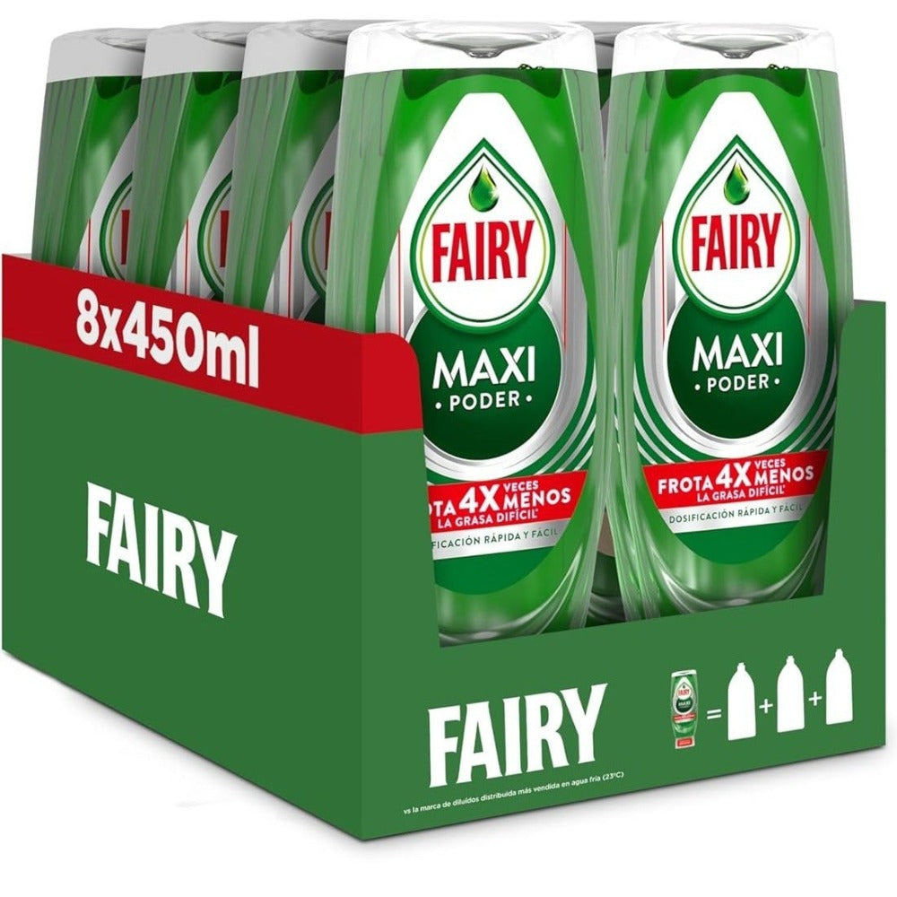 VORTEX FAIRY Maxi Poder Líquido Lavavajillas 2 x 450ml PACK AHORRO, Limpieza Fácil sin Esfuerzo Incluso En Las Sartenes y Ollas Más Grasientas