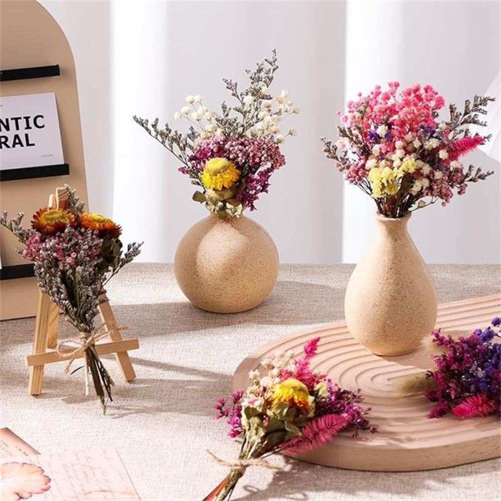 Lote de 9 - Mezcla de Flores Silvestres Secas Naturales y Adecuadas para Manualidades con Hierba de Pampas, Lavanda, Nomeolvides, Aliento - Ramos Multicolor con Tallos para Arreglos Florales DIY, Velas de Resina, Scrapbooking, Fabricación de Jabones, Tarj