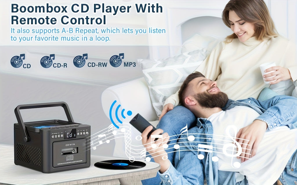 Reproductor portátil de CD y casete para música, radio y grabación