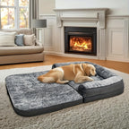 Cama Extra Grande para Perros Adecuada para Adultos | Cama Ortopédica para Siesta con Piel Sintética Lavable | Plegable y Portátil, Adecuada para Sala de Estar, Salón | Proporciona Espacio Amplio para Dormir para Adultos y Mascotas