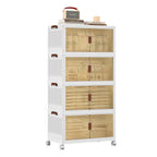 Contenedores de almacenamiento de plástico de 60 cm, cajas apilables con tapas, contenedores plegables con ruedas bloqueables para dormitorio, sala de estar, estudio y oficina
