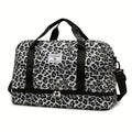 Maleta moderna con estampado de leopardo y amplio espacio, con compartimento separado para zapatos, correa de hombro ajustable, ideal para el gimnasio, yoga y escapadas de fin de semana, así como actividades de ocio y camping al aire libre