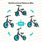 UBRAVOO Fit 'n Joy Bicicletas Infantiles, Bicicleta de Equilibrio 4 en 1 para Niños con Pedales y Estabilizadores, Bicicleta de Triciclo a Bicicleta para Niños y Niñas de 2 a 5 Años
