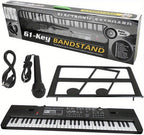 Teclado de Piano Digital de 61 Teclas con Micrófono, Teclado de Piano Musical Portátil, Teclado Electrónico Multifuncional, Instrumento Musical de Teclado para Piano, Regalos de Cumpleaños para Principiantes (Con Pantalla LCD)