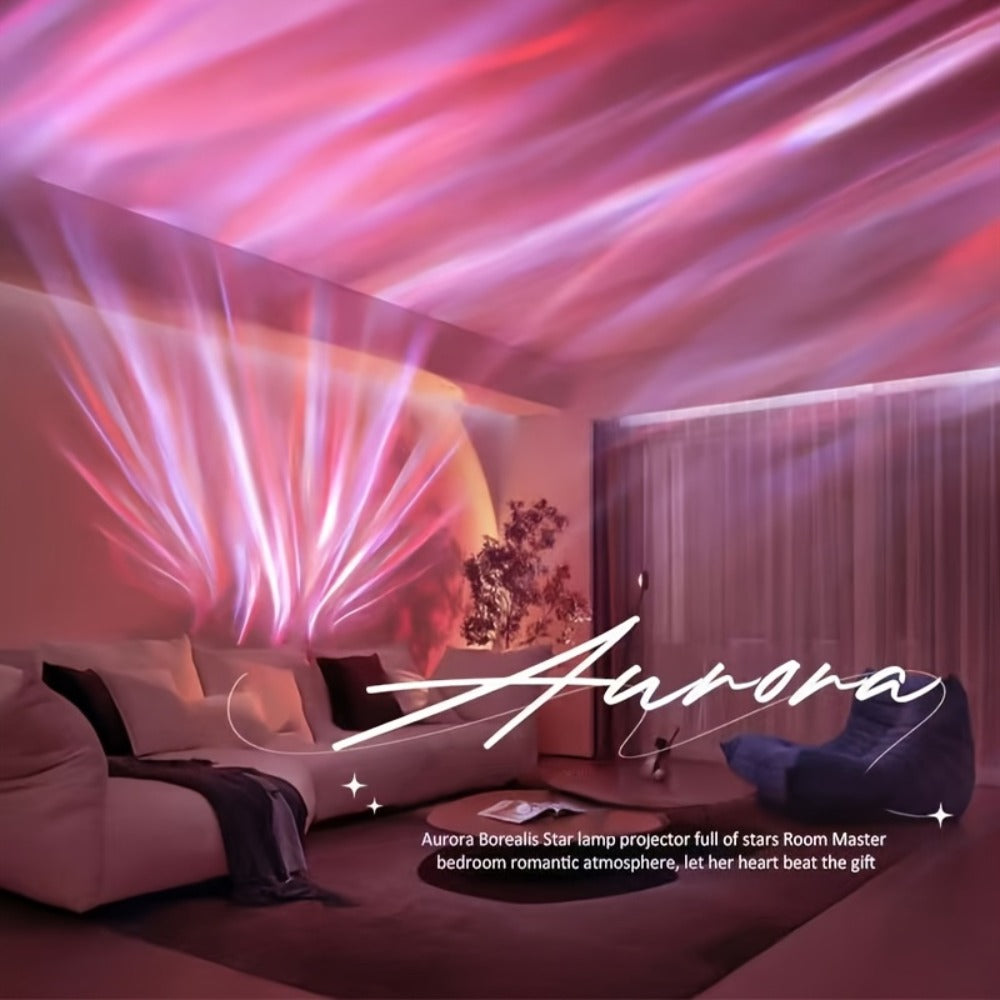 Proyector de luz ambiental | Proyector de aurora boreal LED de 16 colores, luz de noche inalámbrica multicolor, lámpara proyector, con batería