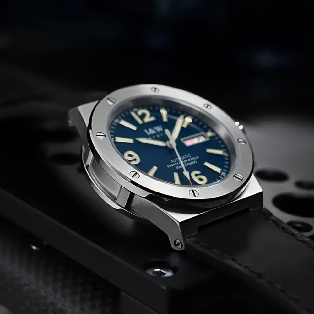 [I&W Carnival] Reloj Mecánico Deportivo de Moda para Hombres, Reloj Impermeable con Espejo de Zafiro Falso Luminoso, Regalos para Vacaciones