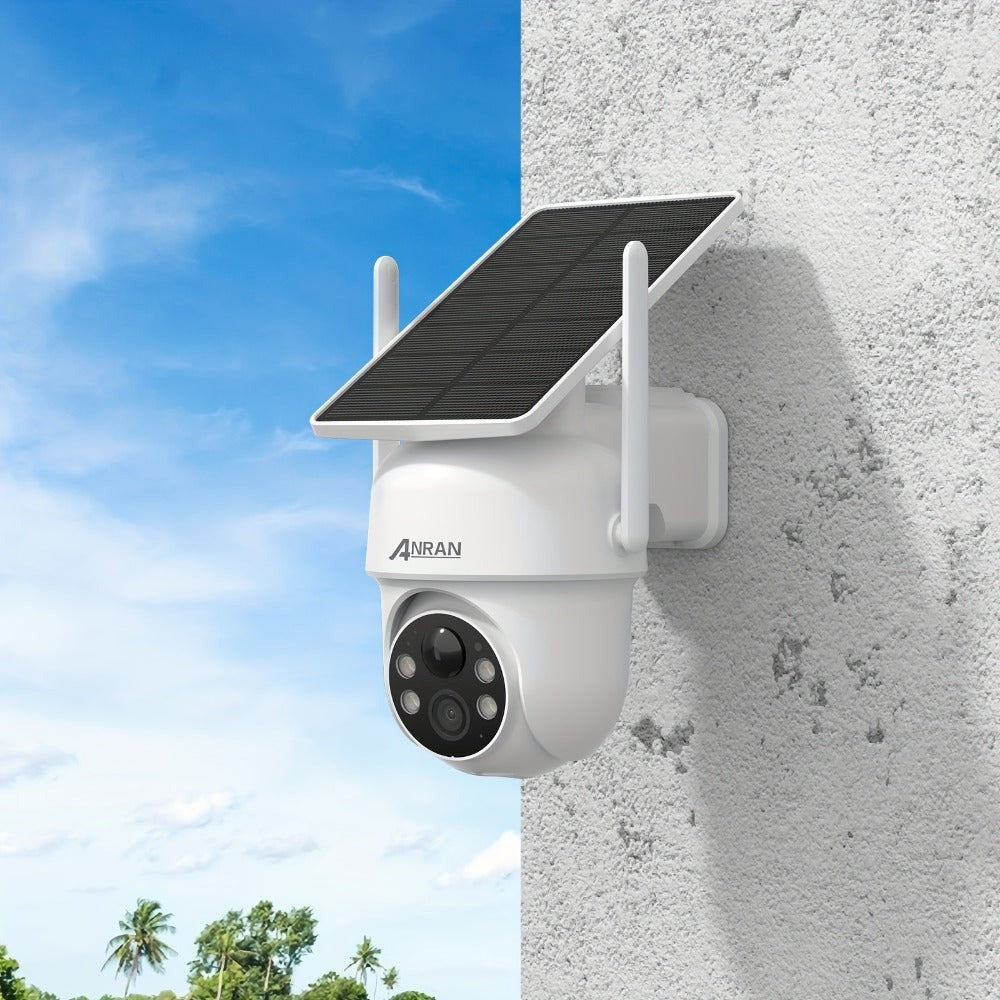 ANRAN Cámaras de Seguridad Solares Inalámbricas para Exteriores, Foco con Alta Luminosidad, Sistema de Energía Solar Integrado, Detección de Movimiento Humano PIR, Funcionalidad Pan-Tilt de 355°, Conectividad de Audio Bidireccional