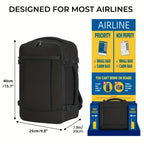 Bolso de Cabina de 20L con Medidas de 40X20X25, Aprobado para Uso Debajo del Asiento en Aviones, con Organizador de 13 Bolsillos, Adecuado Tanto para Hombres Como para Mujeres, Ideal para Viajes de Negocios