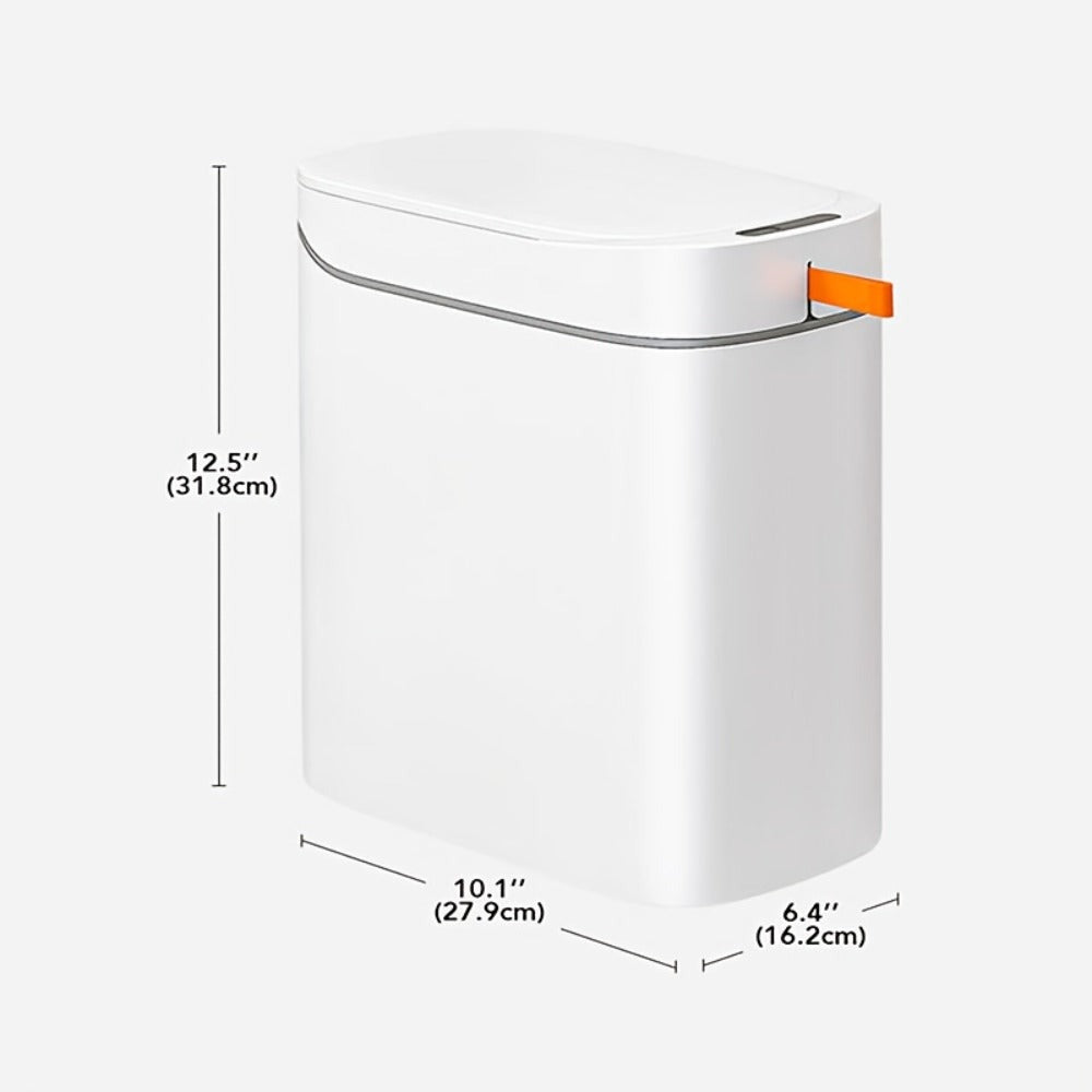 Cubo de Basura Inteligente con Sensor para Baño y Tapa Automática, Contenedor de Basura Sin Manos para Baño con 30 Bolsas, Cesto de Basura Delgado Blanco de 10L para Ahorrar Espacio, para Cocina, Dormitorio, Oficina, RV, Cubos de Basura Perfectos para Bañ